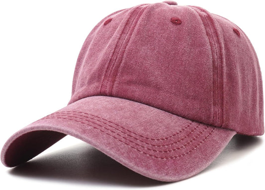 Vintage Baseball Cap for Men & Women Washed Cotton Adjustable Sports Hat, Breathable Unisex Cap for Outdoor, Running, Golf (54-60Cm)