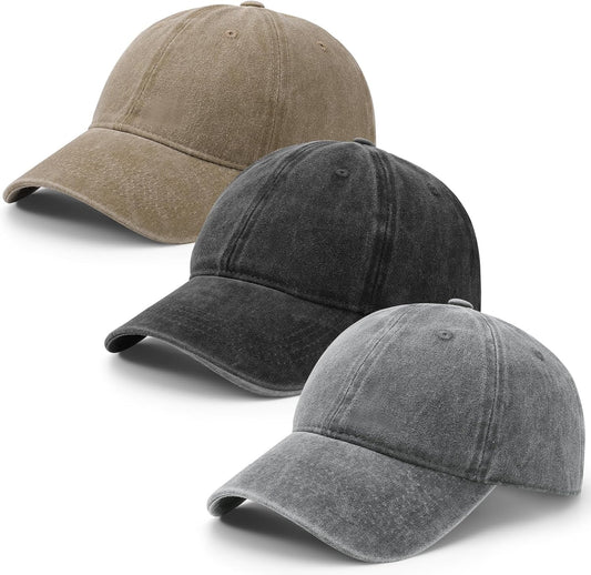 3 Pack Baseball Caps Adjustable Washed Vintage Hat Cotton Distressed Base Ball Caps for Men Women Outdoor Golf Tennis Shopping