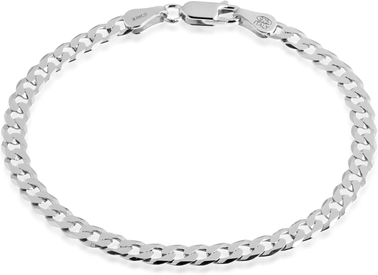Cuban Link Bracelet for Men 925 Sterling Silver Diamond-Cut 5Mm - 7 to 8.5 Inches - Handmade in Italy - Gift Box Included