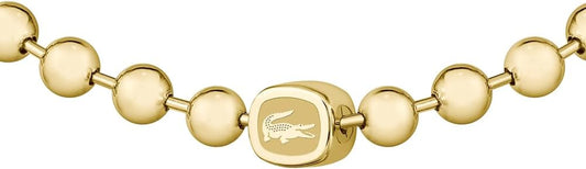 Lacoste Men'S VIGOR Collection Beaded Bracelet in Stainless Steel and Yellow Gold