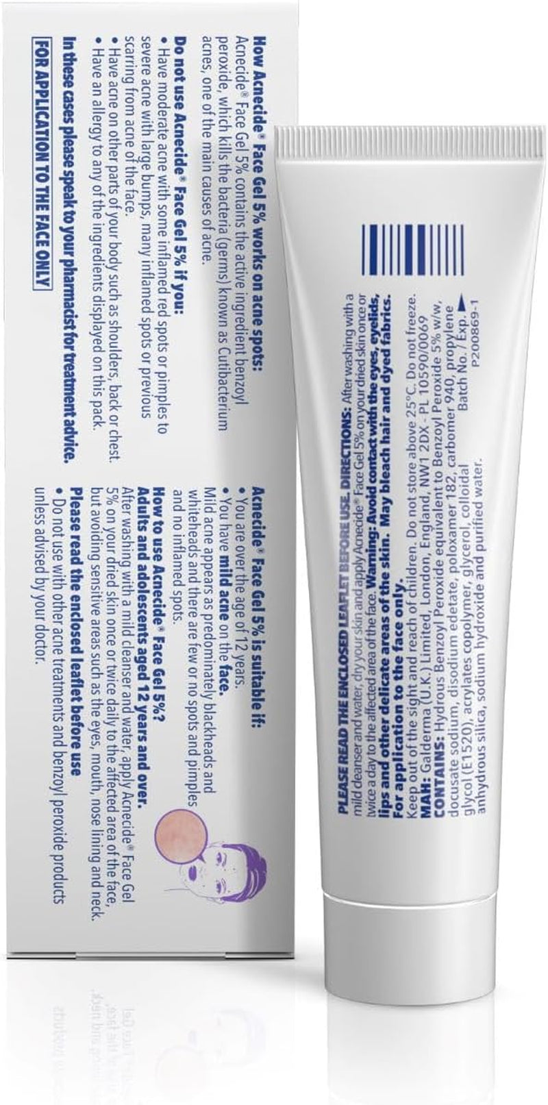 Face Gel 5% Benzoyl Peroxide Acne Treatment for Spot Prone Skin 15G