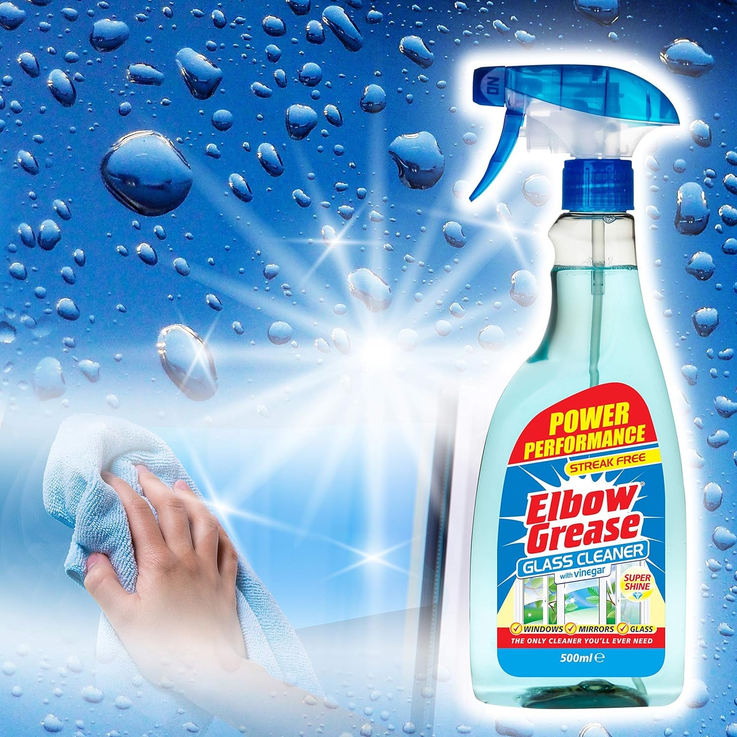 Glass Cleaner with Vinegar for Windows and Mirrors, 500 Ml - Window Cleaning Equipment (Pack of 1)