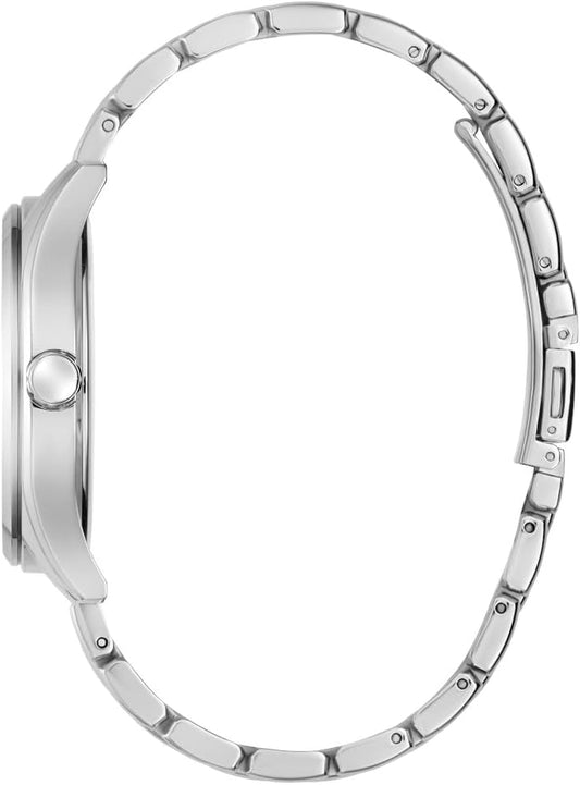 Tate  Men'S Quartz Analogue Stainless Steel Watch 42 Mm Stainless Steel Bracelet Silver 5 Bar Dial Colour Silver Luminous Hands