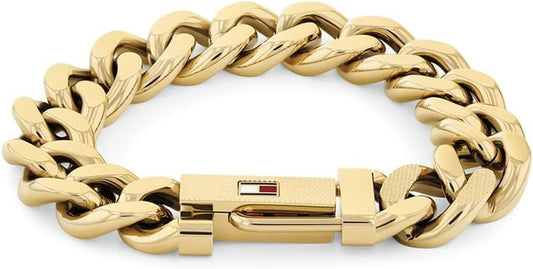 Tommy Hilfiger Jewelry Men'S Yellow Gold Chain Bracelet with the Iconic Flag - 2790638