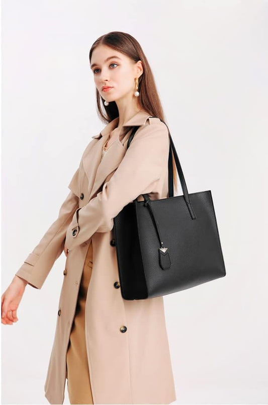 Women'S Tote Bag Large Handbag Soft Leather Simple Shoulder Bag with Zipper for School Work Leisure (A-Blue)