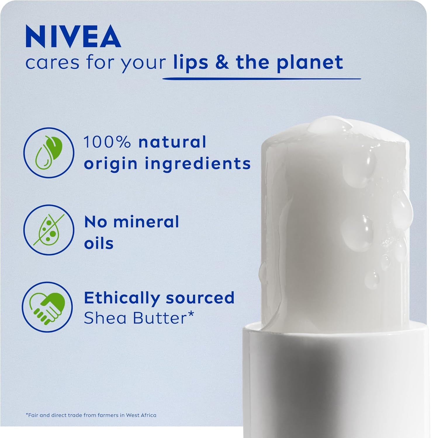 Lip Balm Original Care (4.8G) Lip Balm Deeply Hydrates Lips for 24H+, with 100% Natural Origin Ingredients, Shea Butter, and Vitamins, Lip Care