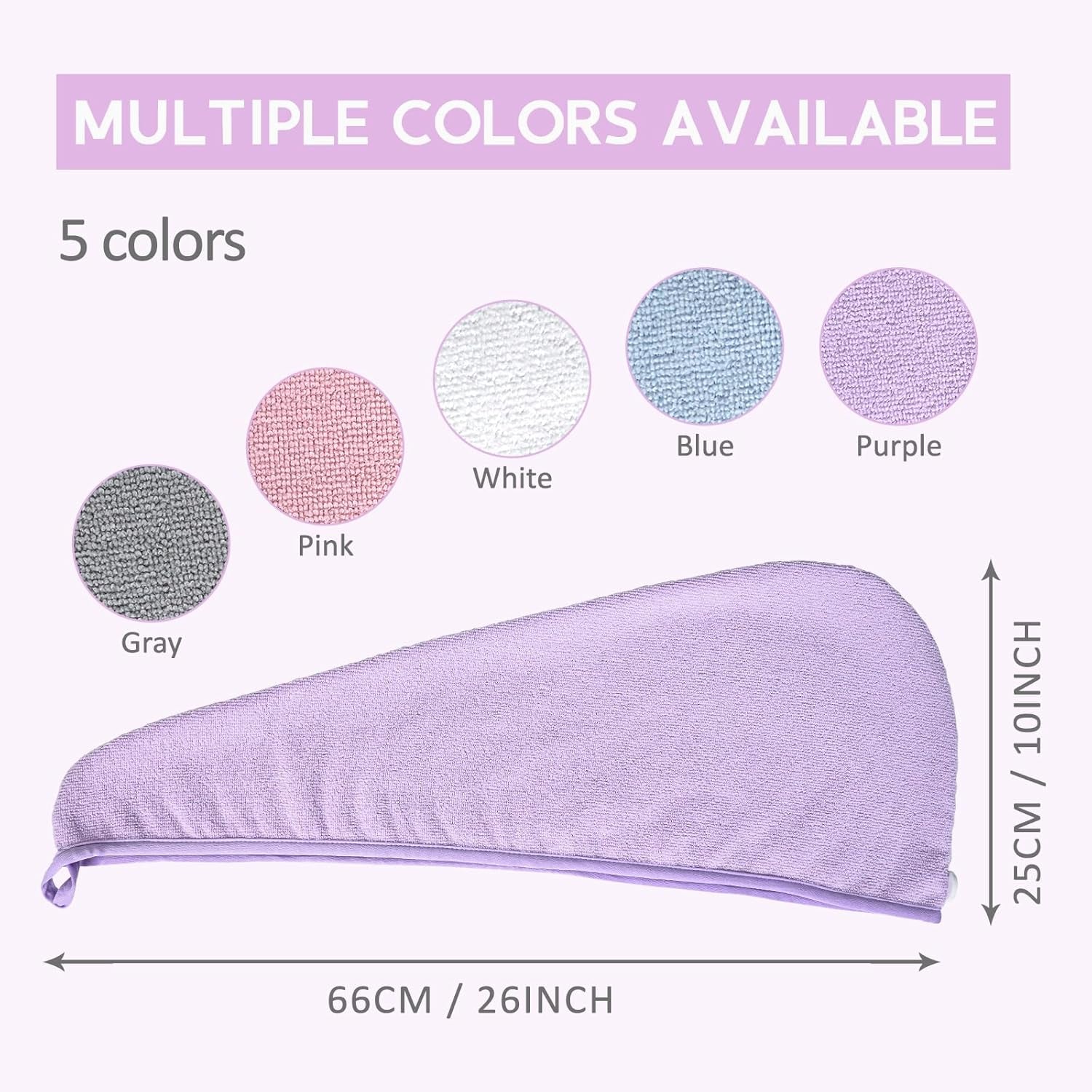 Microfiber Hair Towels Wrap Turban: 5 Packs Curly Hairs Quick Dry Towel Set for Women - Hair Drying Towel Dryer Shower Cap & Hair Accessories Care (5 Pcs Multicolor)