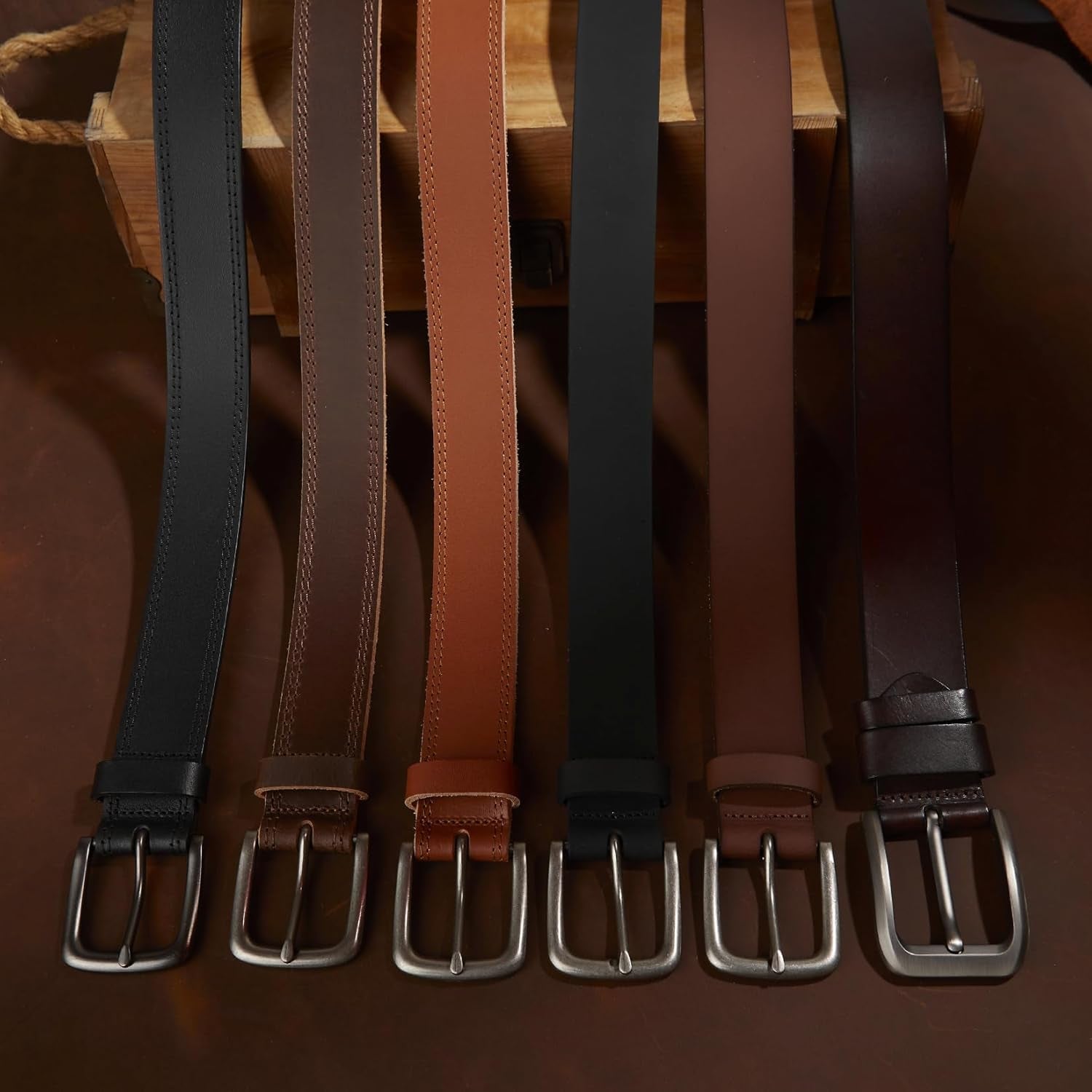 Men'S Genuine Leather Casual Every Day Jeans Belts, Handmade Men Leather Belt with Gift Box