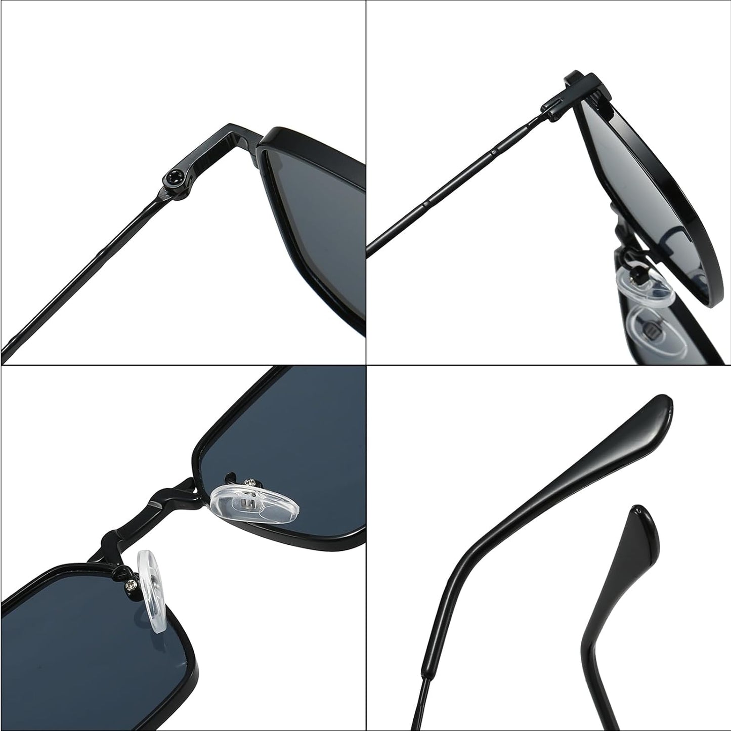 Rectangle Sunglasses Metal Frame for Men Women Retro Square Sunglasses Tinted Lens 90S Vintage Shades UV400 Protection
