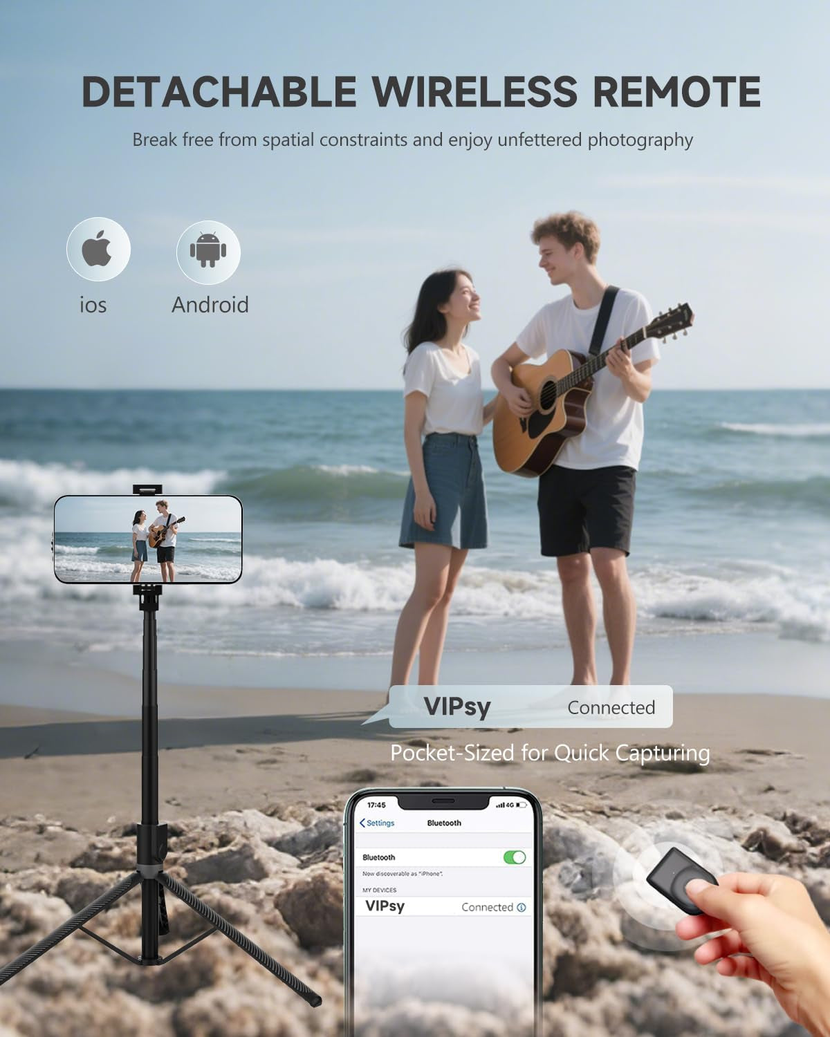 Phone Tripod & Selfie Stick, 180Cm Aluminum All in One Extendable Tripod for Smartphone, Portable Travel Phone Stand for Filming, with Wireless Remote for Iphone/Samsung/Android/Camera