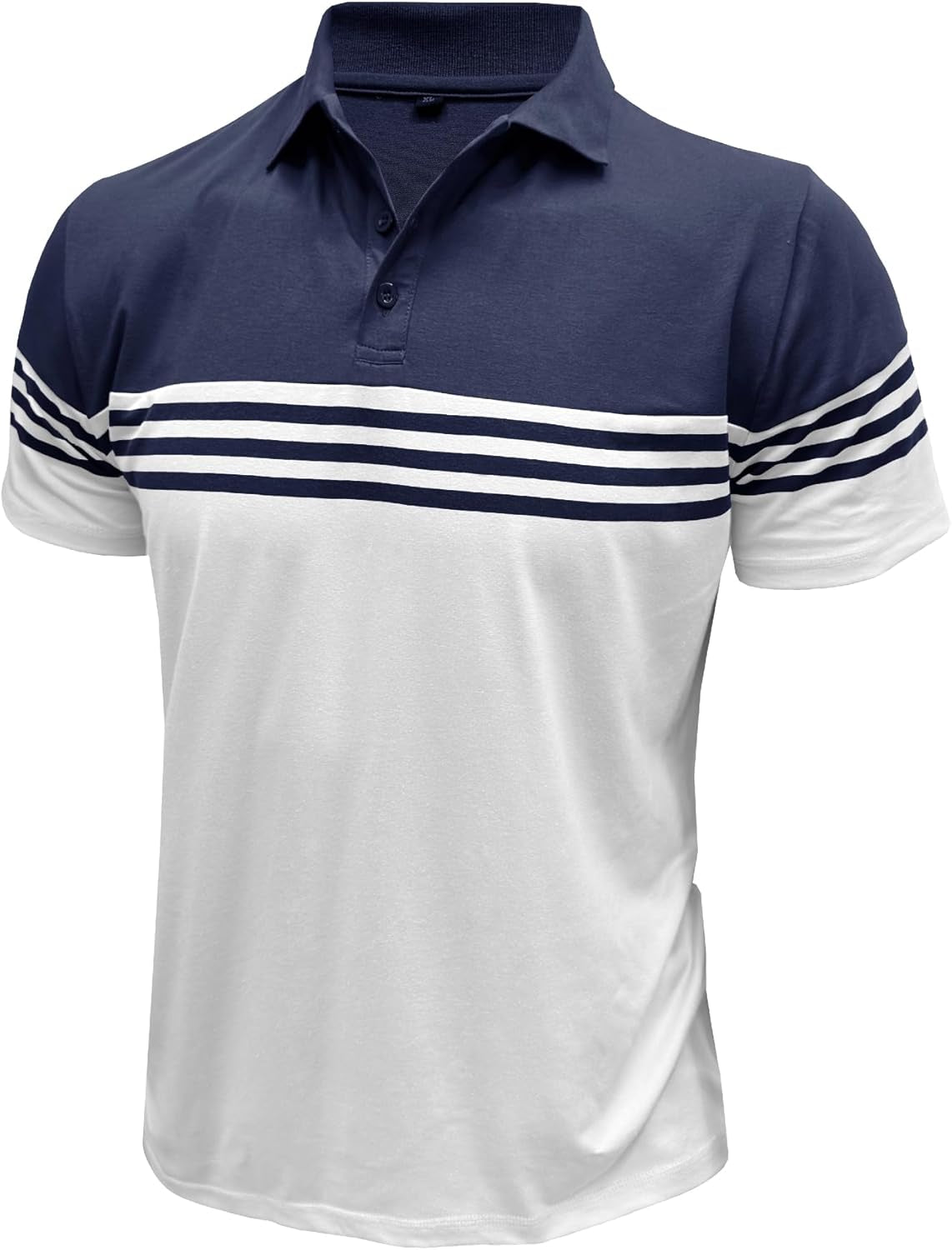 Men’S Polo Shirts Short Sleeve Color Block Horizontal Stripes Summer Regular Fit Buttons Collared Shirts Classic Casual Golf Work Lightweight Tee Tops