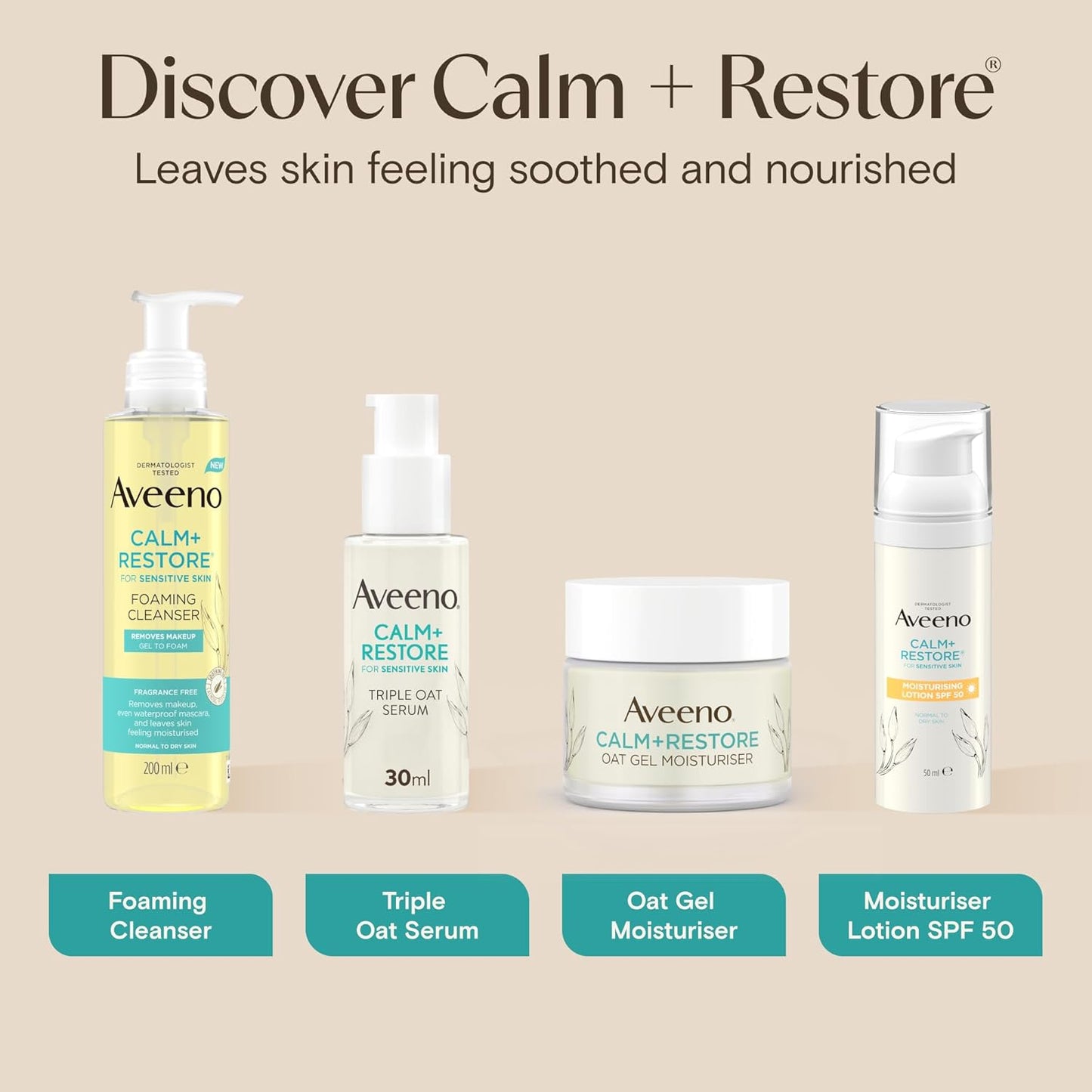 Face CALM+RESTORE Moisturising Lotion SPF 50, 50Ml - Soothes Sensitive Skin with Deep Hydration and High Sun Protection for Daily Use