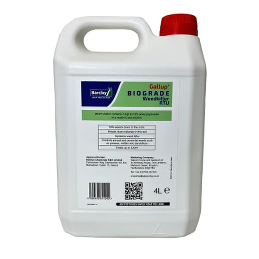 Biograde Weedkiller RTU 4L - Extra Strong Glyphosate Spray for Effective Weed Control on Driveways, Gardens, Paths & Patios, Quick Application