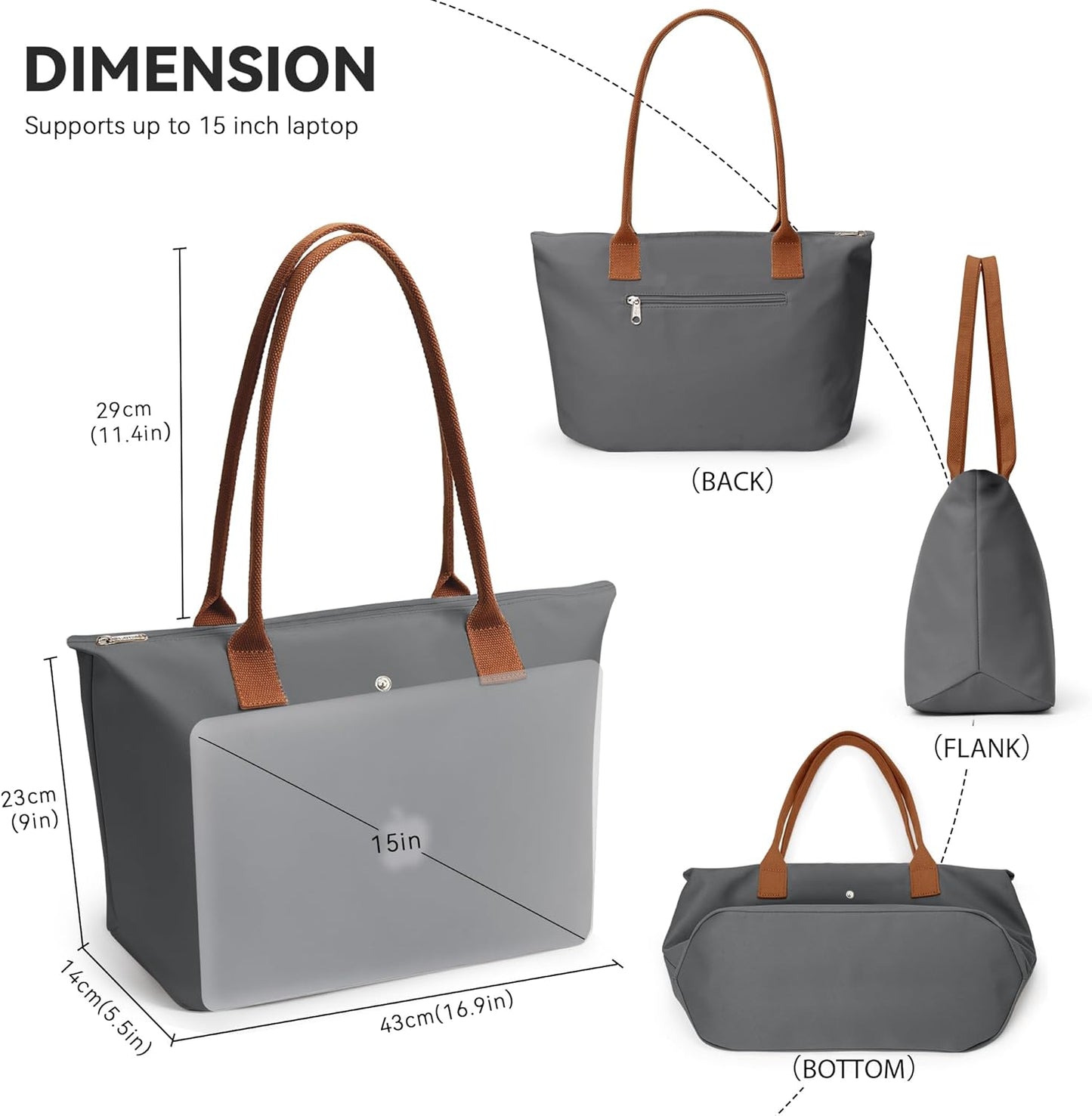 KALIDI Large Handbags for Women Foldable Tote Bag with Zip Waterproof Nylon Women'S Totes Top-Handle Bags for Work,School,Travel,Leisure,Shopping