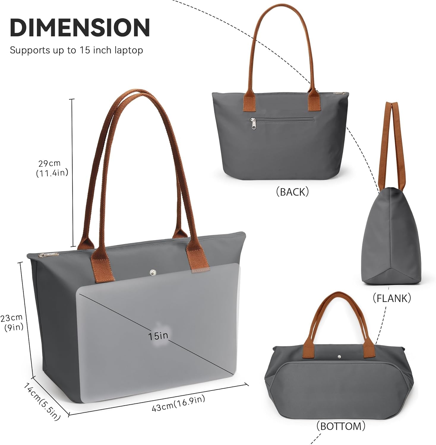 KALIDI Large Handbags for Women Foldable Tote Bag with Zip Waterproof Nylon Women'S Totes Top-Handle Bags for Work,School,Travel,Leisure,Shopping