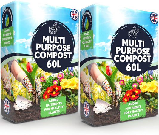 120L Multi Purpose Compost - Compost for Outdoor Plants & Soil for Plants Indoors - Potting Soil for Pots Plants Outdoor - All Purpose Nutrient Rich Fertiliser, Houseplant Potting Mix