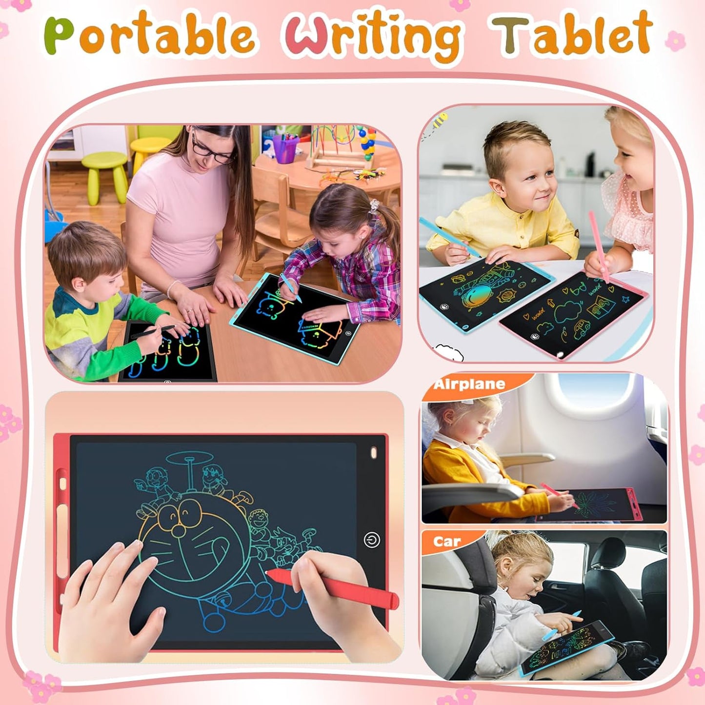Toys LCD Writing Tablet 4PC 8.5 Inch Colorful Screen Drawing Tablet, Doodle Board for Ages 3-12 Years Old Boys Girls, Electronic Drawing Pad for Kids, Gifts for Christmas & Birthday