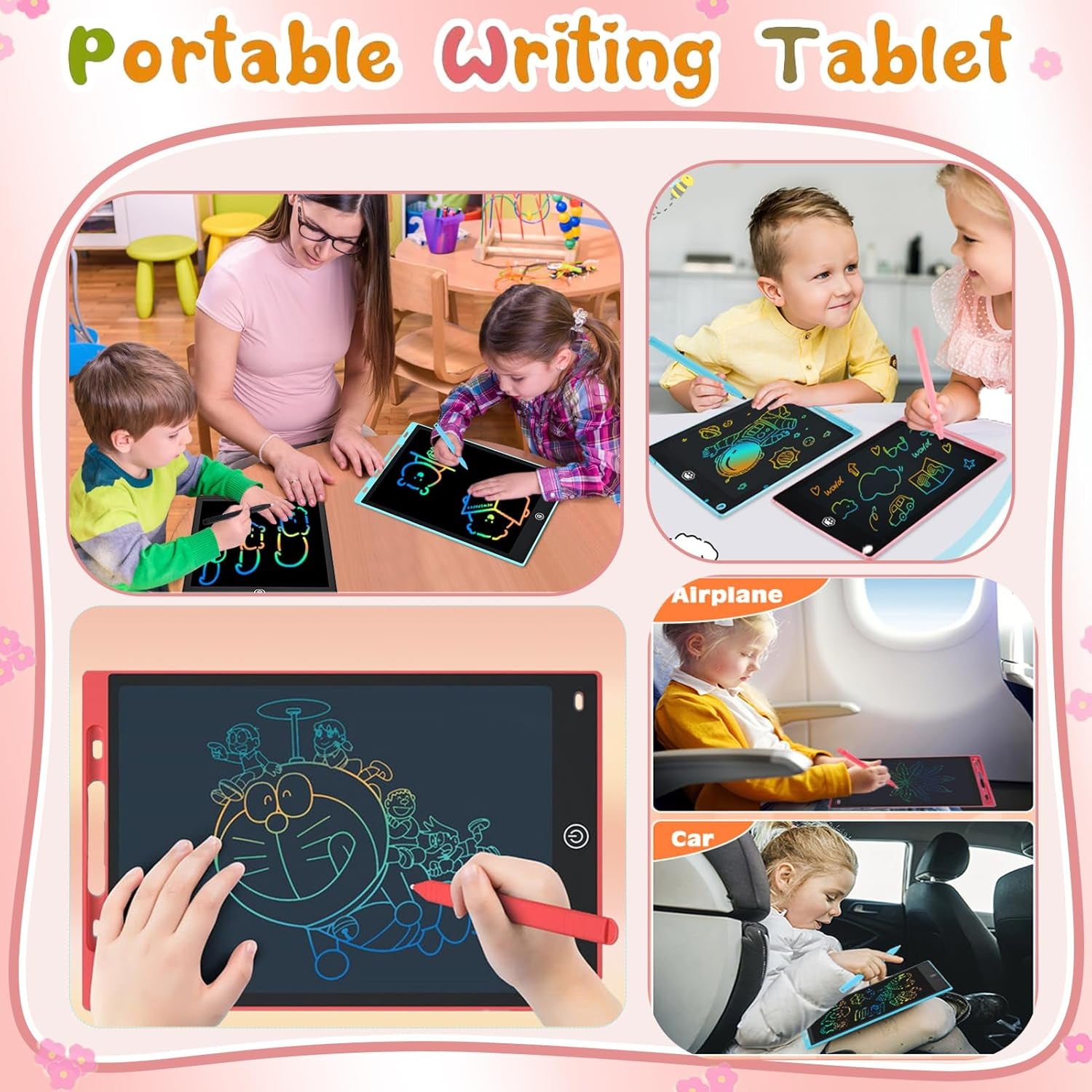Toys LCD Writing Tablet 4PC 8.5 Inch Colorful Screen Drawing Tablet, Doodle Board for Ages 3-12 Years Old Boys Girls, Electronic Drawing Pad for Kids, Gifts for Christmas & Birthday