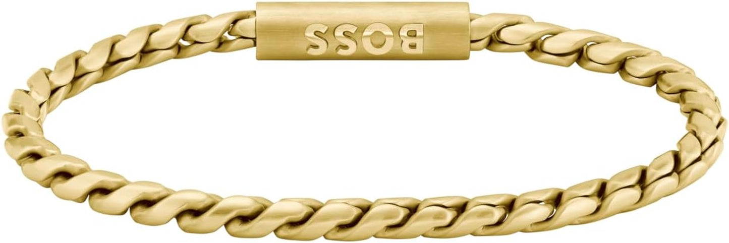 Jewelry Men’S DORAN Collection Chain Bracelet in Stainless Steel with an Engraved Plaque