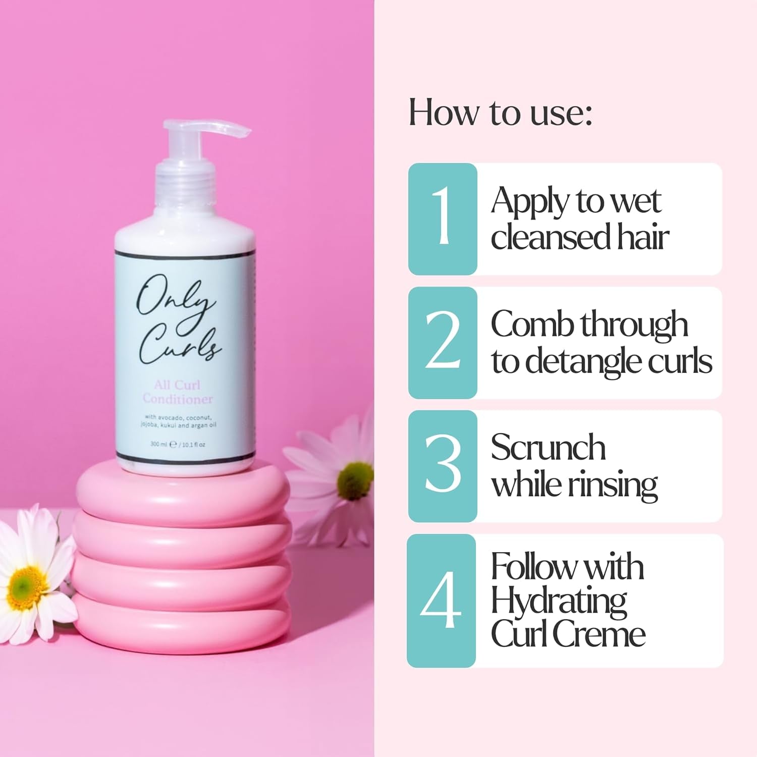 All Curl Conditioner Duo, Curly Hair Care Conditioner, Silicone-Free, Gentle Formula, Hydrating, Gentle & Detangling, Soft, Defined, Frizz-Free Curls, for All Curly Hair Types, 300Ml X2