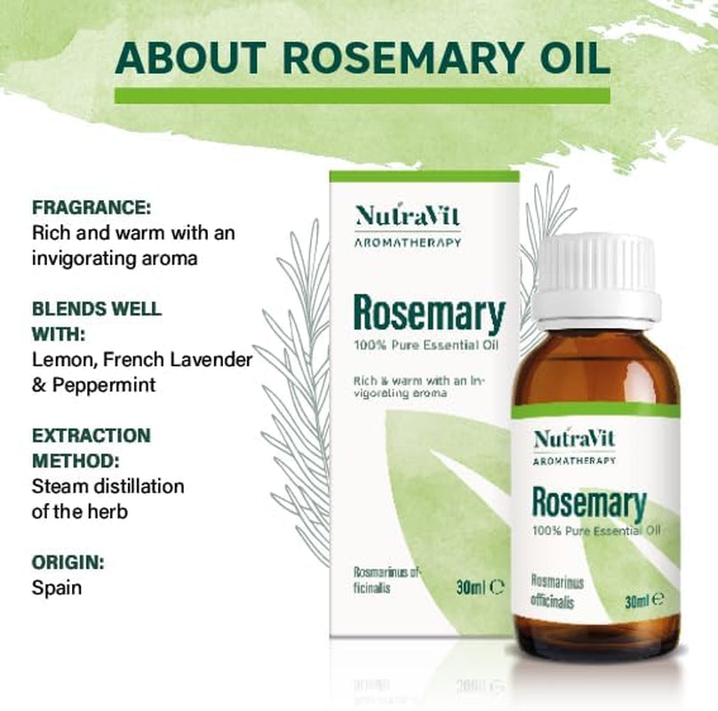 - Spanish Rosemary Oil | 100% Pure Rosemary Essential Oil - 30Ml - Therapeutic Grade Aromatherapy Oil - Diffusers, Humidifiers, Hair Growth, Oily Skin & Massages