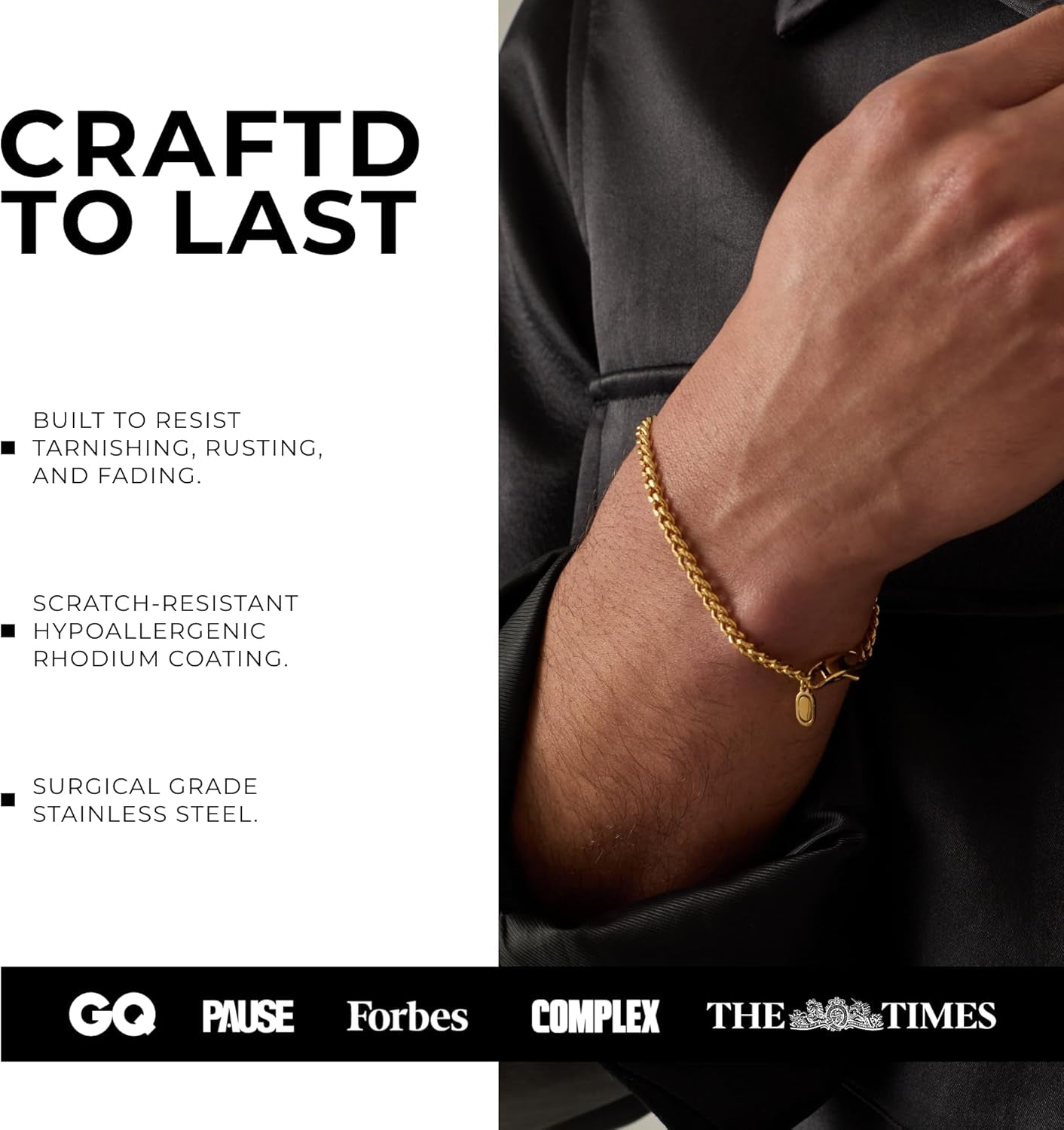 - Cuban Link Bracelet - Waterproof, Heat & Sweat Resistant - Gifts for Men - Men'S Jewellery - Width 4MM