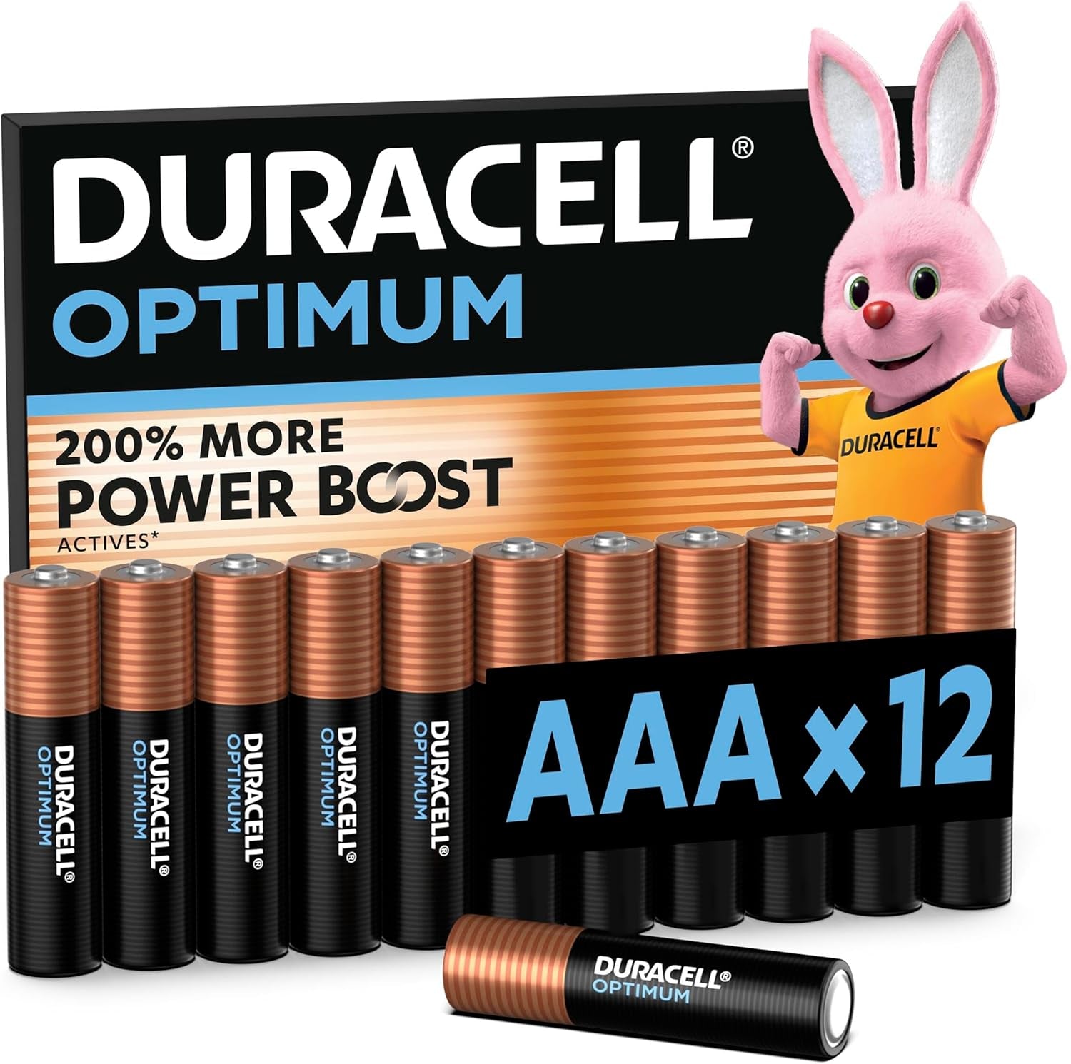 Optimum AAA Batteries (12 Pack) – Alkaline Batteries 1.5V – 200% More Power Boost Actives – Meets Demands of Modern Devices – 100% Recyclable, 0% Plastic Packaging – MX2400