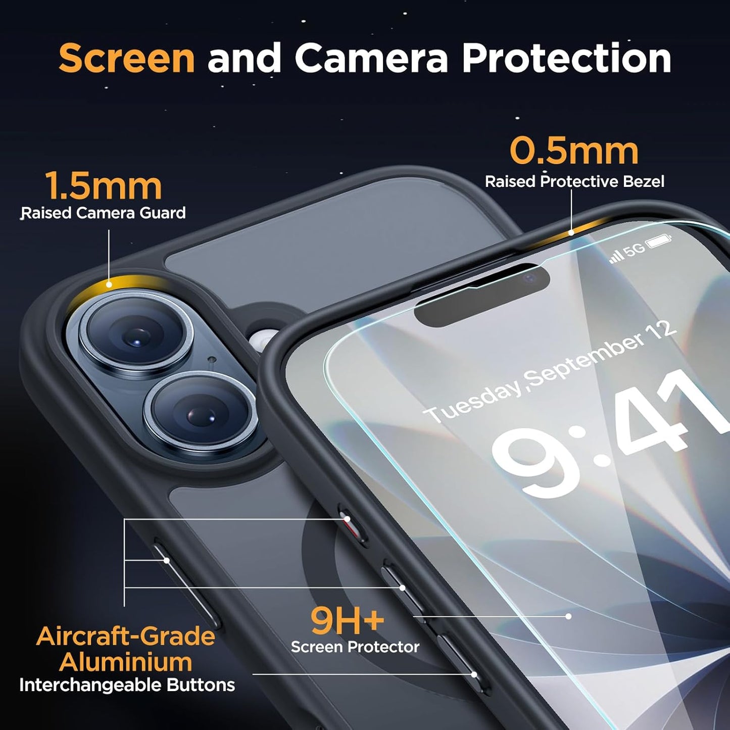for Iphone 17 Case with Magsafe [With 9H+Screen Protector & Strong Magnet] Military-Grade Protection Shockproof Scratch-Resistant with Velvet Touch for Iphone 17 Cover 6.3", Matte Black