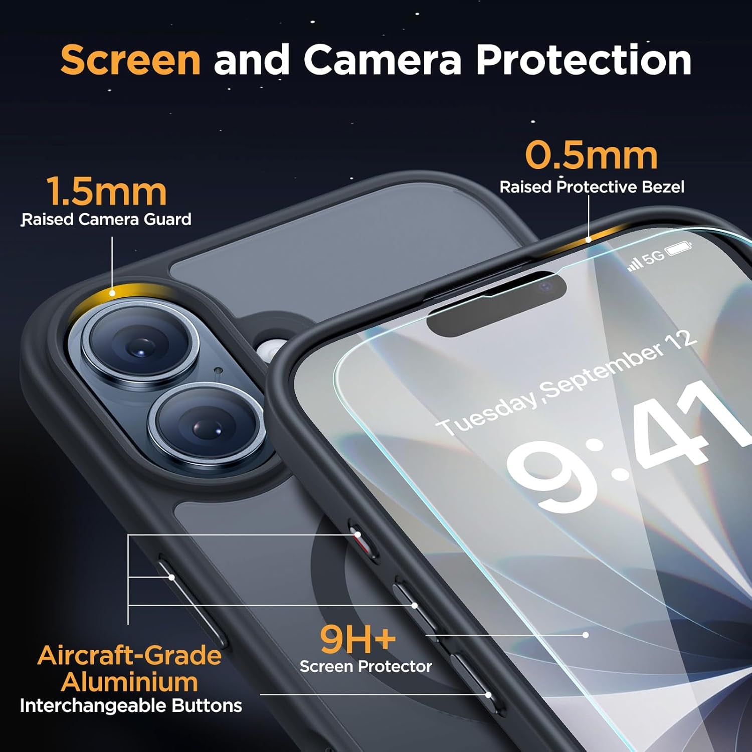 for Iphone 17 Case with Magsafe [With 9H+Screen Protector & Strong Magnet] Military-Grade Protection Shockproof Scratch-Resistant with Velvet Touch for Iphone 17 Cover 6.3", Matte Black