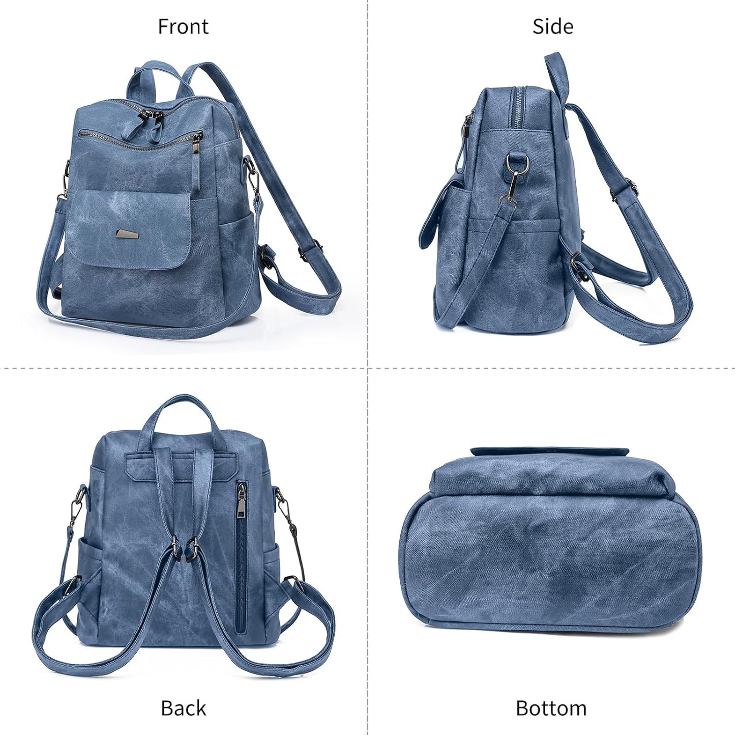 Women Backpack Waterproof Anti-Theft Lightweight PU Fashion Travel Multipurpose Convertible Purse Shoulder Bag Handbag Backpack