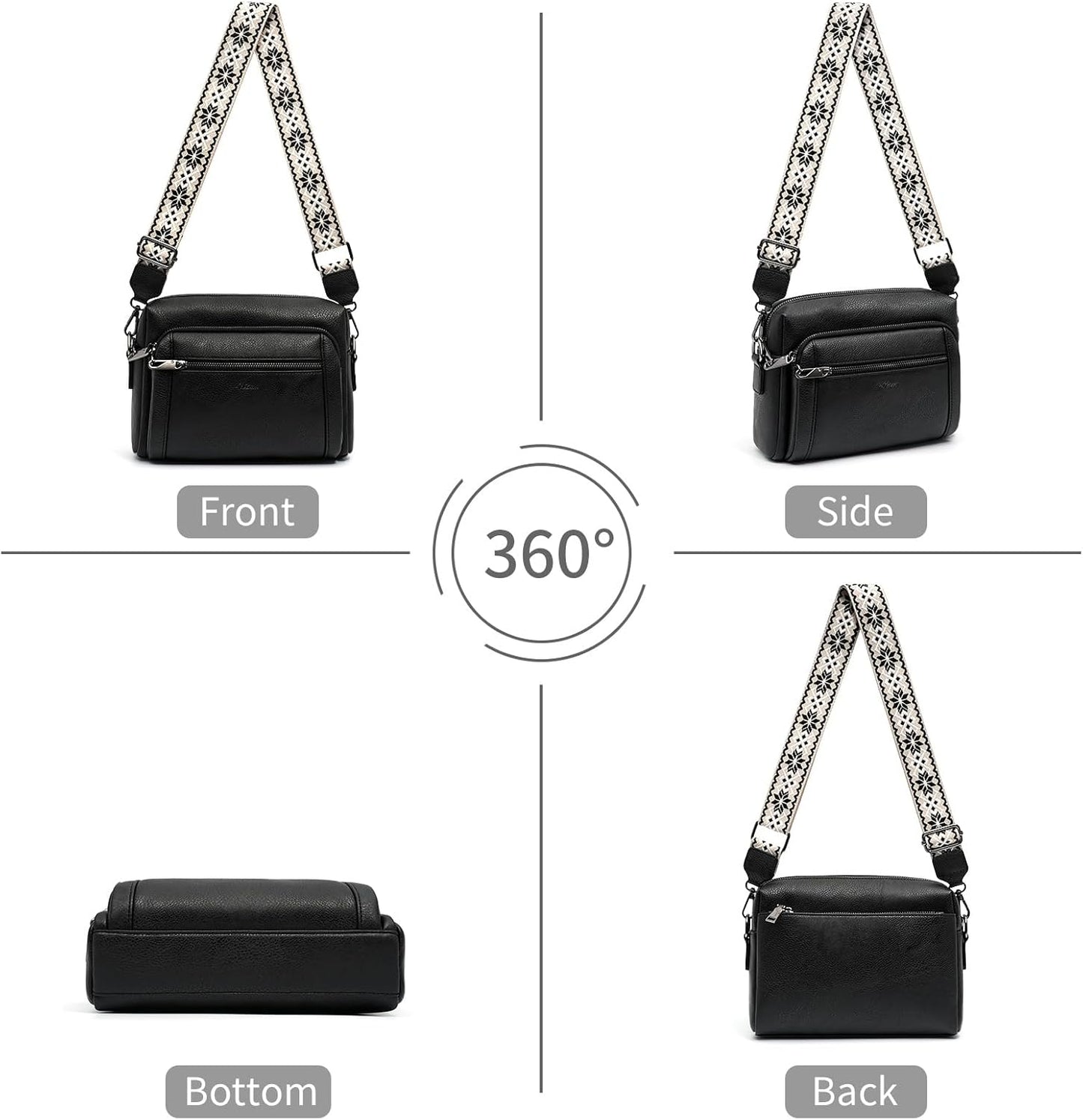 Women'S Cross Body Bags, Crossbody Bags for Women with Anti-Theft Function 4 Zip Compartments Women Shoulder Handbags with Adjustable Wide Strap