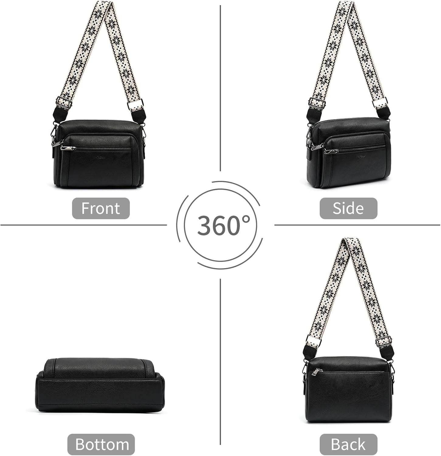 Women'S Cross Body Bags, Crossbody Bags for Women with Anti-Theft Function 4 Zip Compartments Women Shoulder Handbags with Adjustable Wide Strap