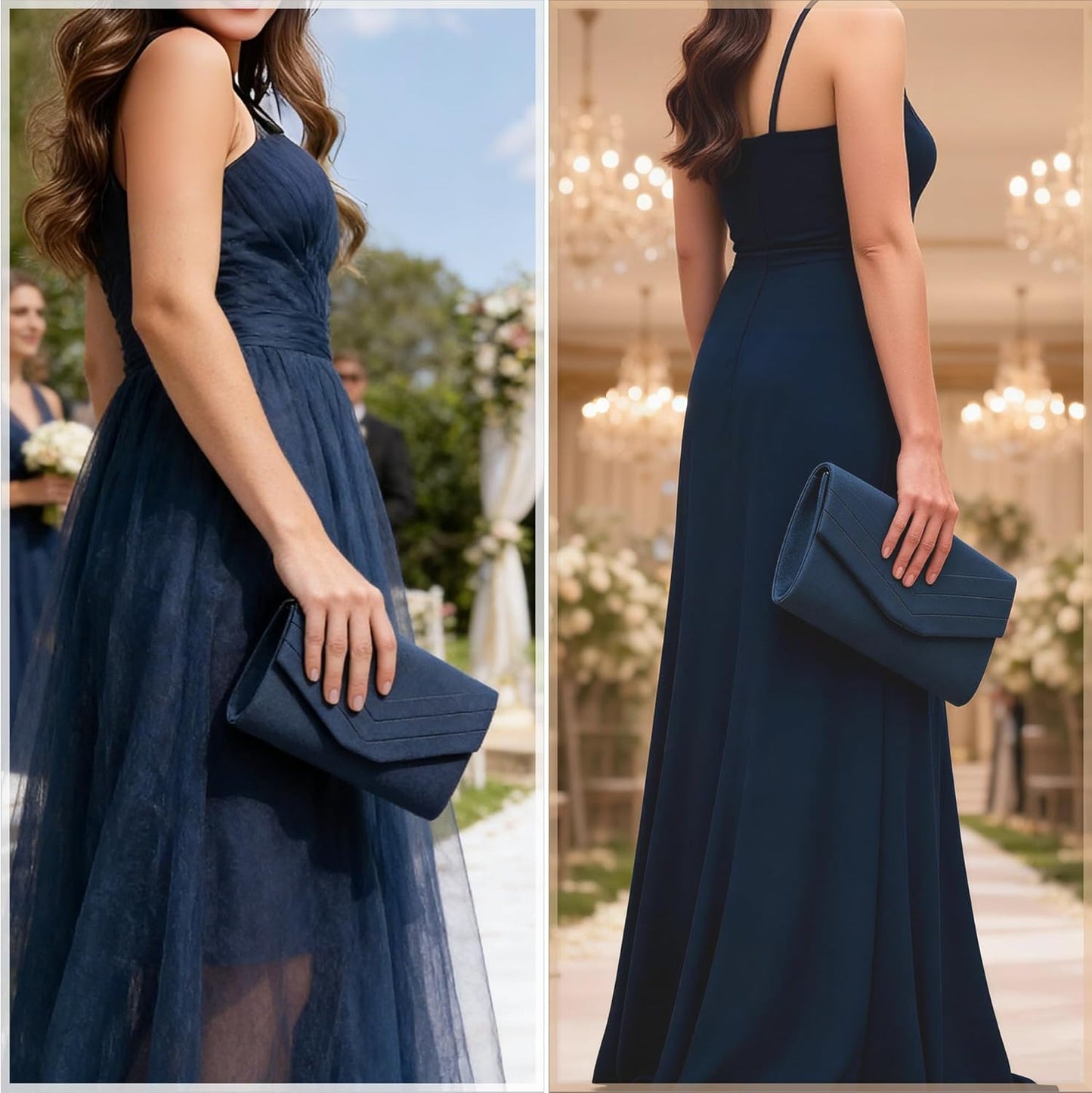 Clutch Bag for Women, Suedu Clutch Bags for Wedding Shoulder Crossbody Evening Bag
