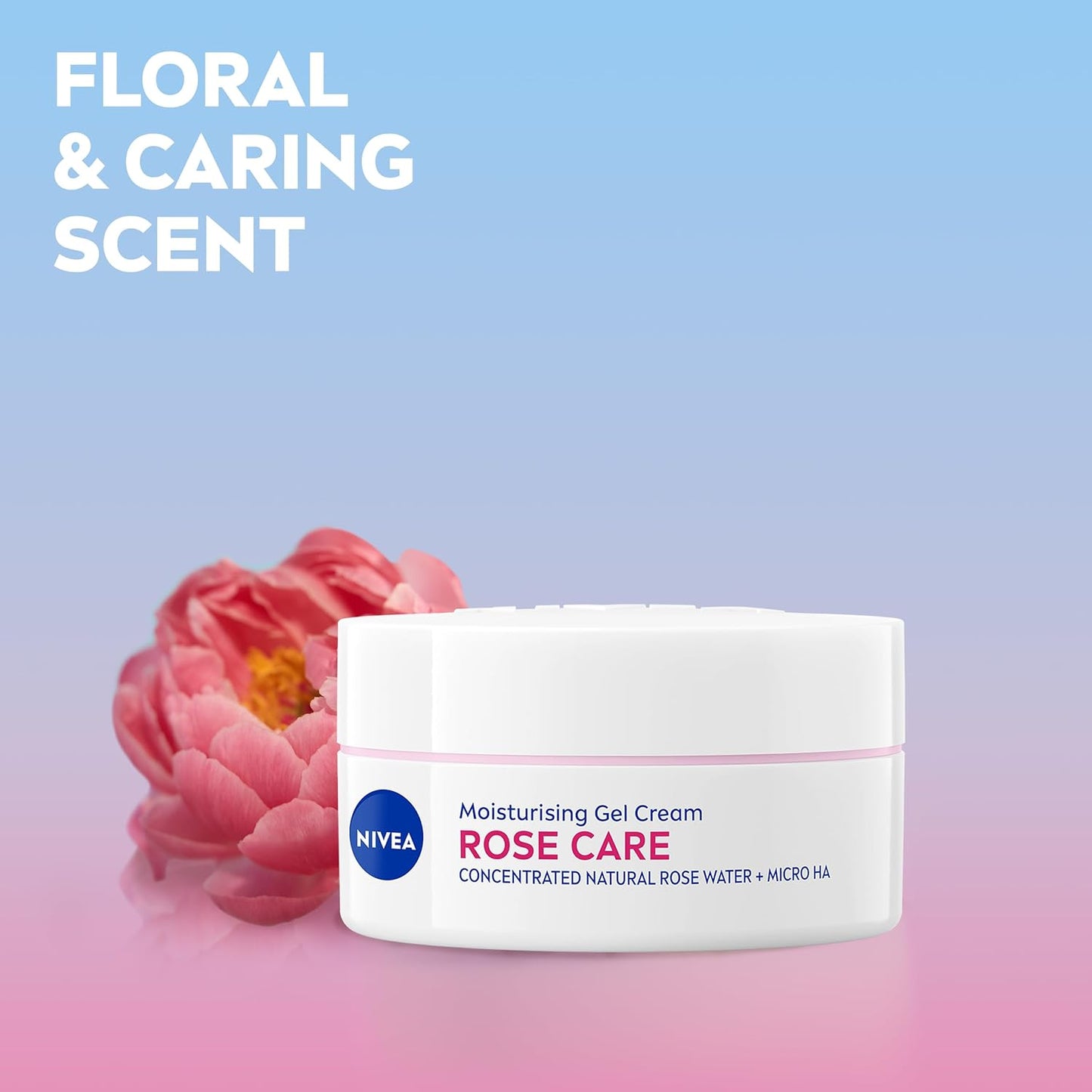 Rose Care Moisturising Gel Cream (50 Ml), Hydrating Gel Face Cream with Rose Water and Hyaluronic Acid, 72H Moisture Formula, Moisturiser for Soft and Radiant Skin