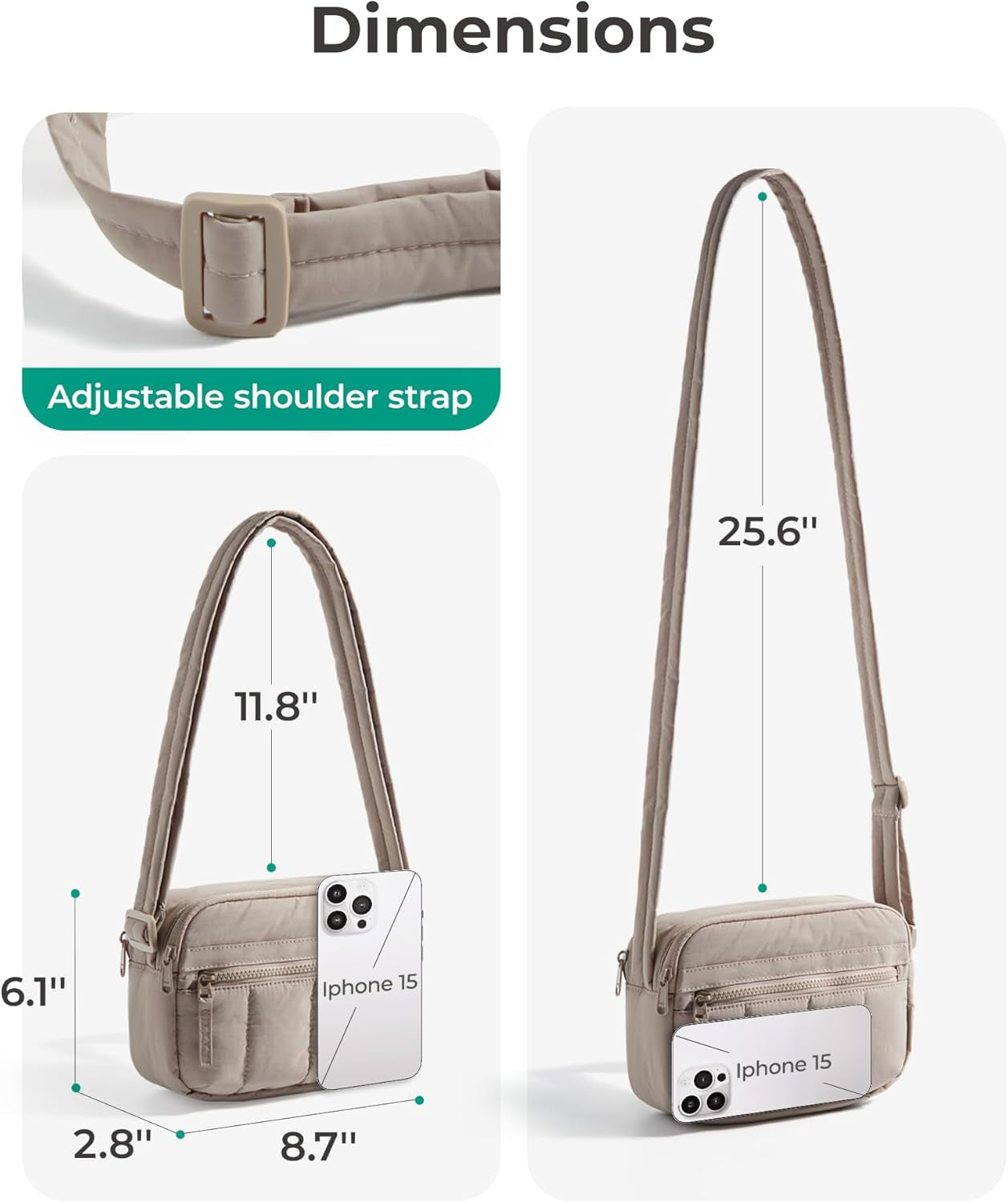 Crossbody Bag for Women Trave Crossbody Purse Puffy Quilted Shoulder Handbag with RFID Blocking Slots for Daily Use, Hiking, Shopping
