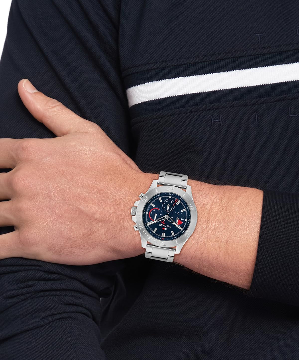 Tommy Hilfiger Analogue Multifunction Quartz Watch for Men with Silver Stainless Steel Bracelet - 1792113