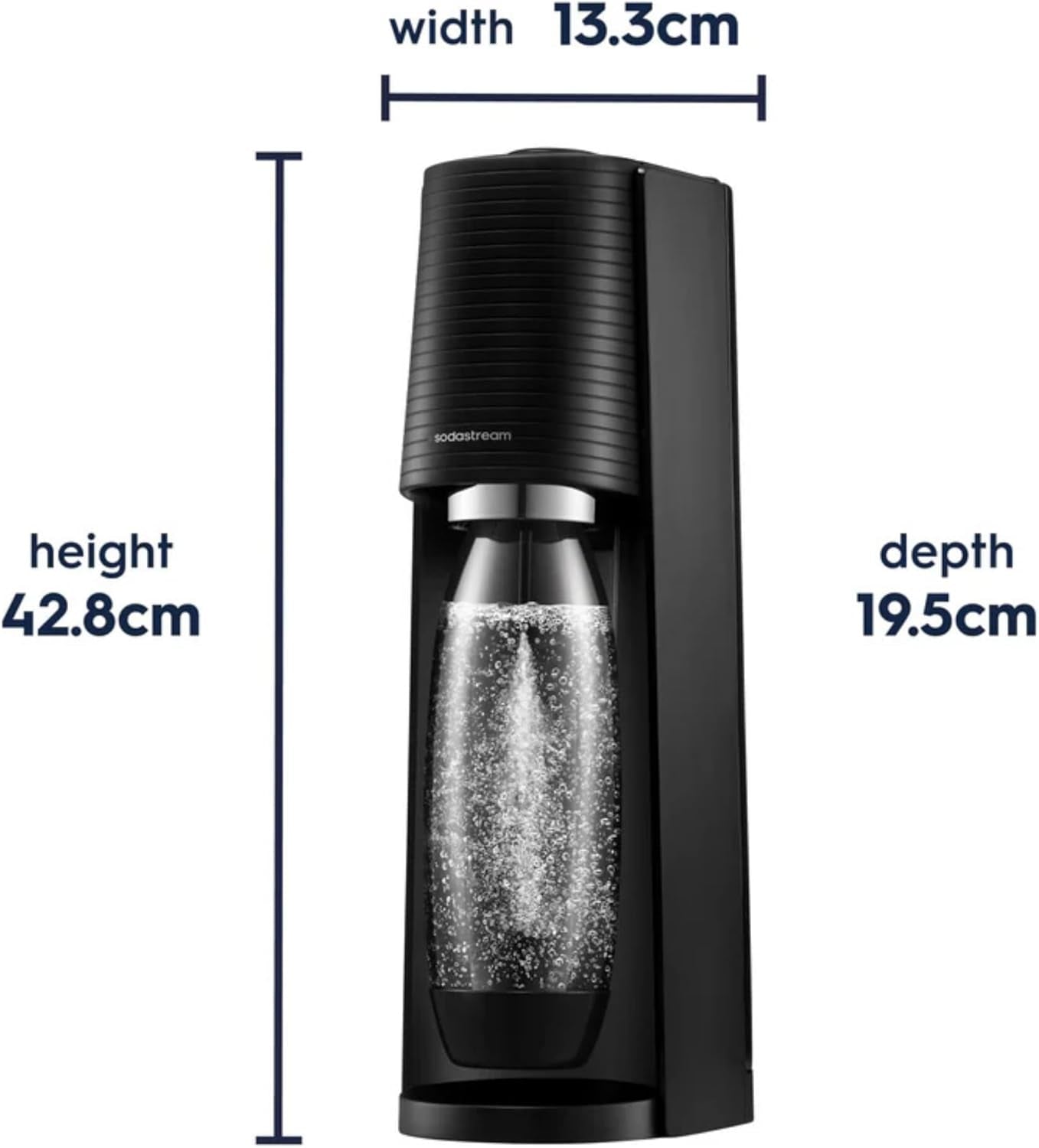 - Terra Sparkling Water Maker, Quick Connect CO2 System, Includes 60L Gas Cylinder, Bpa-Free 1L Bottle, Eco-Friendly & Reduces Plastic Waste, Black