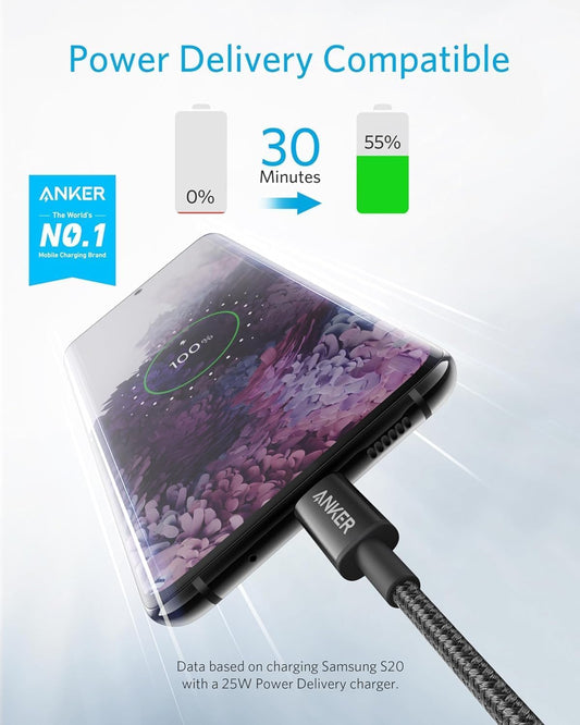 USB C to USB C Charger Cable, New Nylon (6 Ft/1.8M, 2-Pack), 60W (3A) for Iphone 17/16/15, Ipad Pro, Samsung Galaxy, Macbook Pro,And More