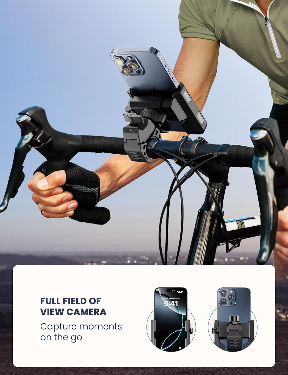 Bike Phone Holder Motorbike Phone Holder [1S Quick Release Robust Connections] anti Shake Universal 360° Bicycle Handlebar Holder for Iphone 17 16 15 14 13 Samsung S23/S22 4.5-7" Smartphone