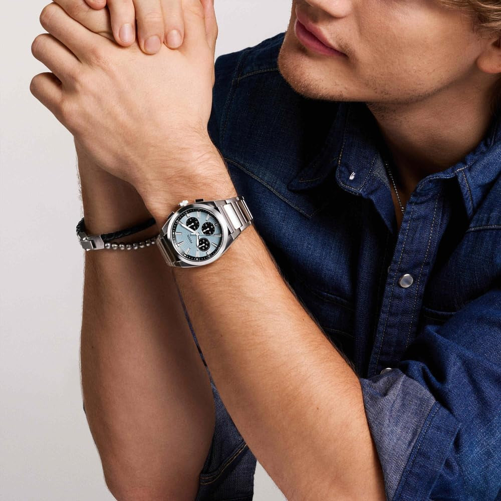 Fossil Everett Men'S 44MM Silver Stainless Steel Watch, FS6105