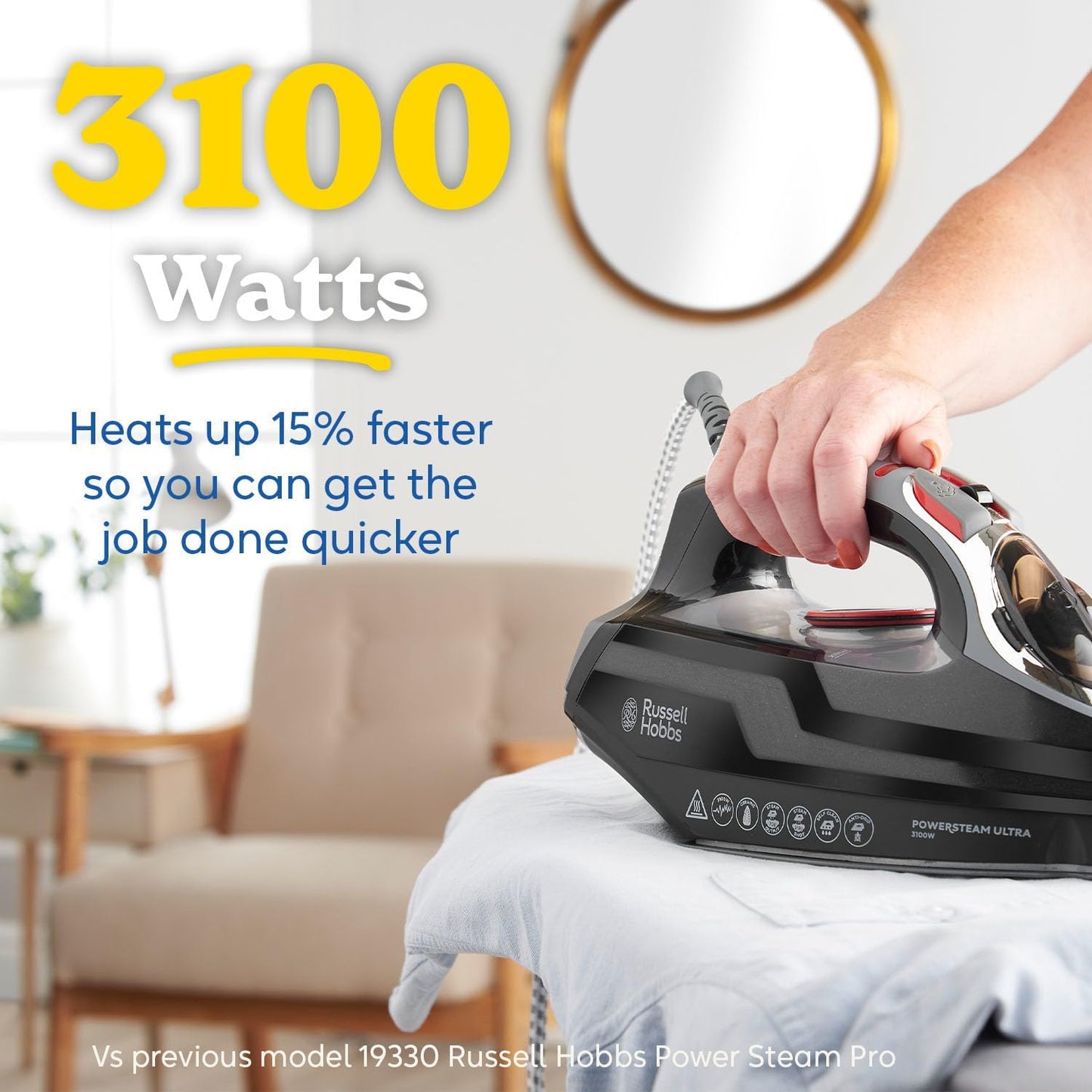 Steam Iron [3100W, 210 G/Min Extra Steam Boost, 70 G/Min Steam] Power Steam (350Ml, Ceramic Soleplate, Self-Cleaning & Spray Water Function, Anti-Limescale, Drip Stop) 20630