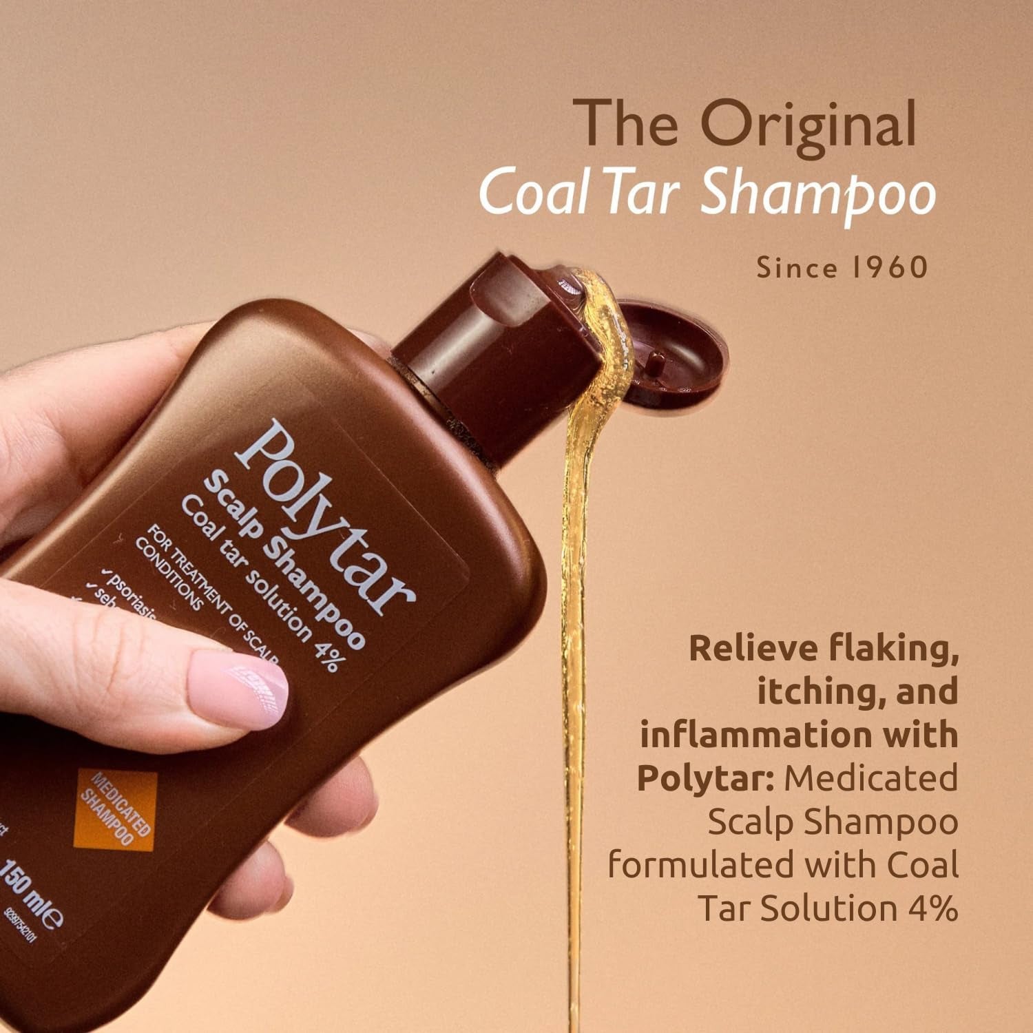 Scalp Shampoo, for Scalp Conditions, Reduces Itching, Inflammation and Scales, Shampoo Treats Psoriasis, Seborrhoeic Dermatitis, Eczema and Dandruff, Contains Coal Tar Solution, 1 X 150Ml