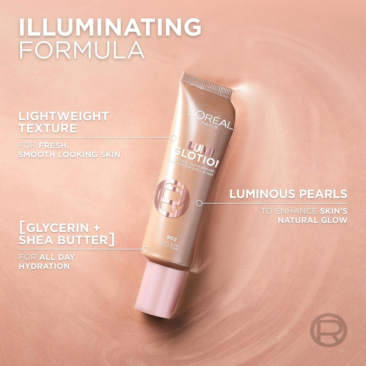 Multi-Use Glow Enhancer, 24H Hydration with Shea Butter and Glycerin, for Face and Body, Paradise Lumi Glotion, Shade 903: Medium Glow, 40 Ml