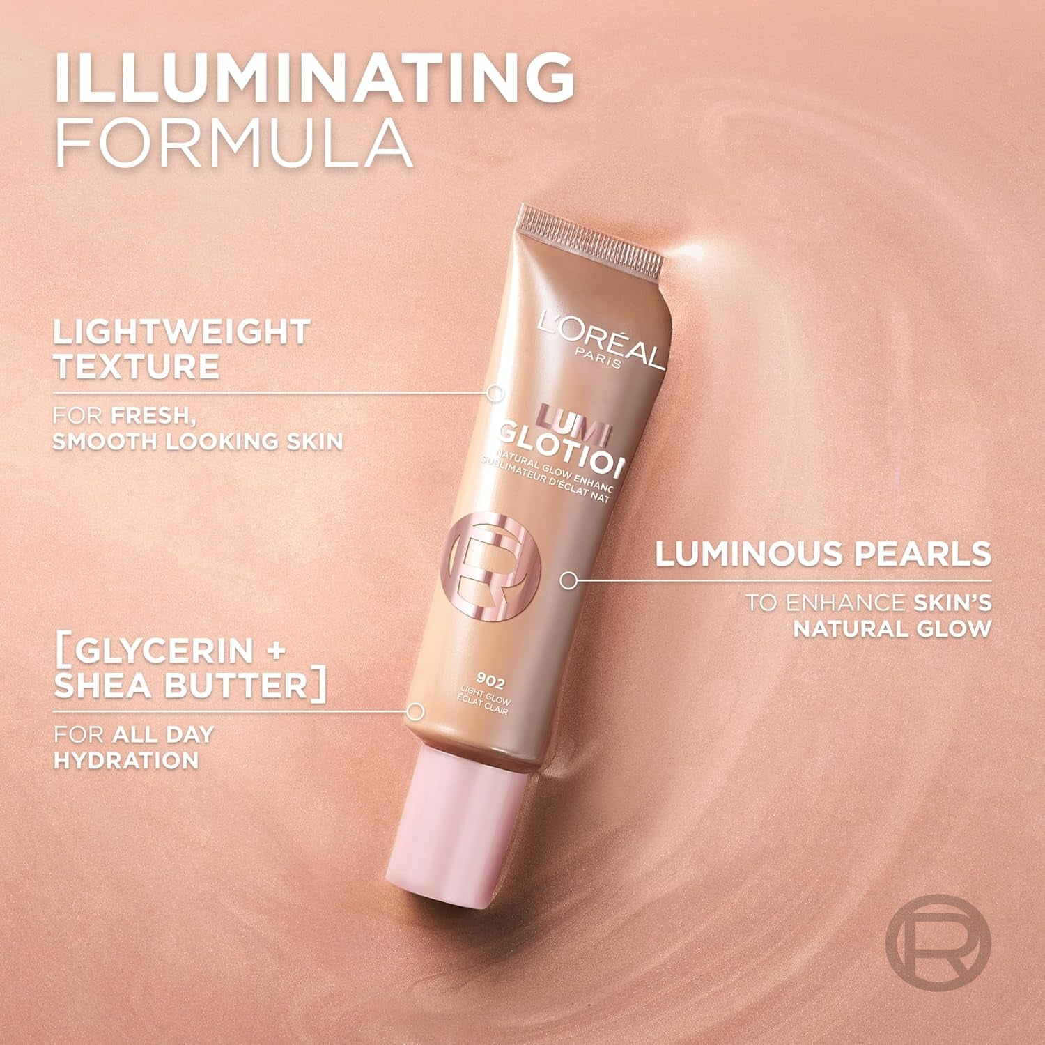 Multi-Use Glow Enhancer, 24H Hydration with Shea Butter and Glycerin, for Face and Body, Paradise Lumi Glotion, Shade 903: Medium Glow, 40 Ml