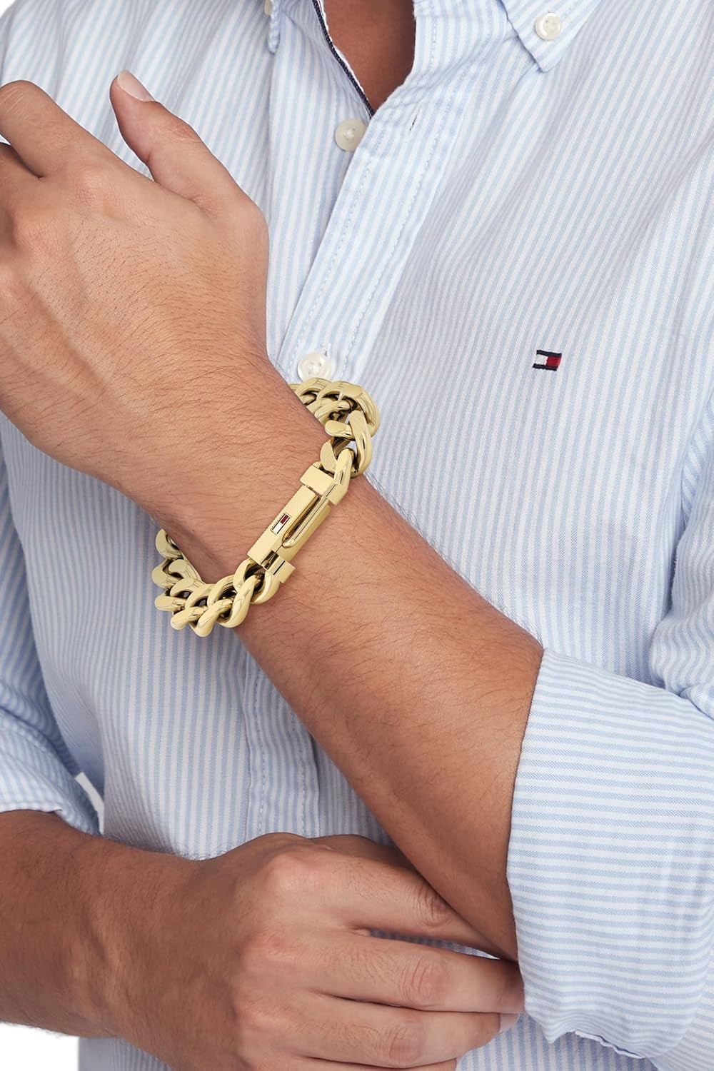Tommy Hilfiger Jewelry Men'S Yellow Gold Chain Bracelet with the Iconic Flag - 2790638