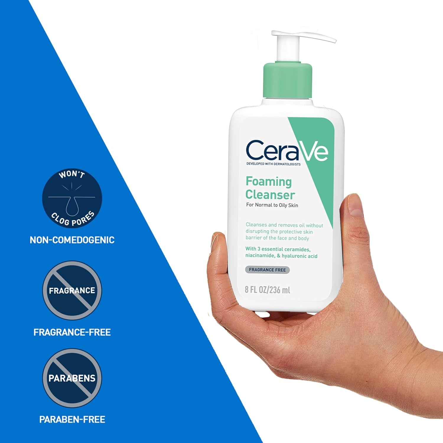 Foaming Cleanser for Normal to Oily Skin with Niacinamide and 3 Essential Ceramides