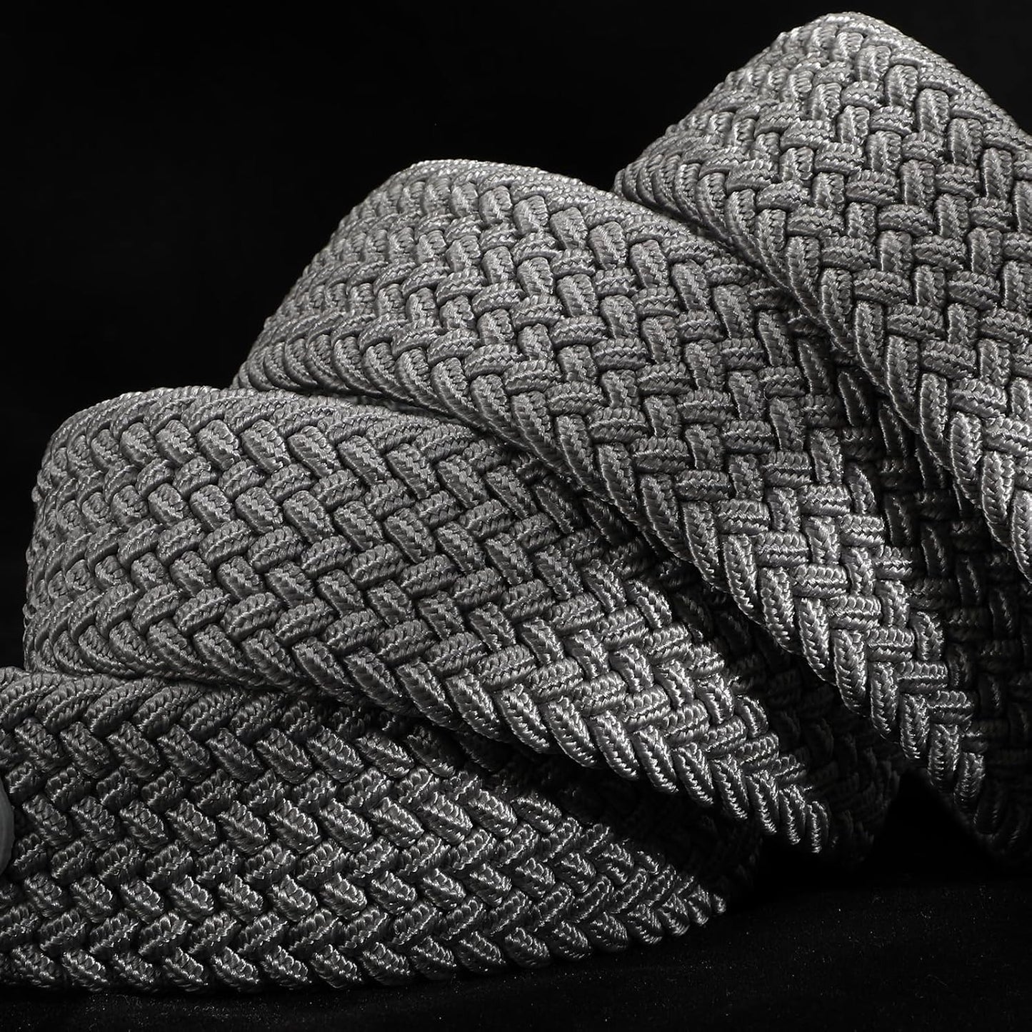 Mens Belt Elastic Belts for Men Stretch Braided Fabric Belts Casual Black Woven Golf Belt for Jeans
