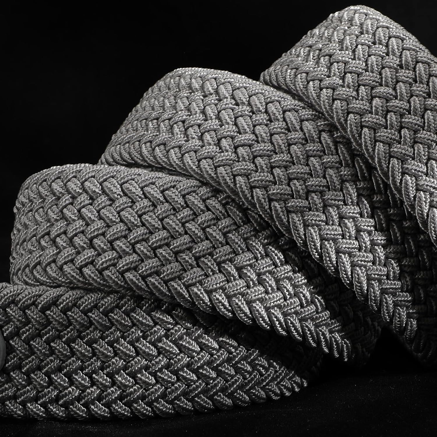 Mens Belt Elastic Belts for Men Stretch Braided Fabric Belts Casual Black Woven Golf Belt for Jeans
