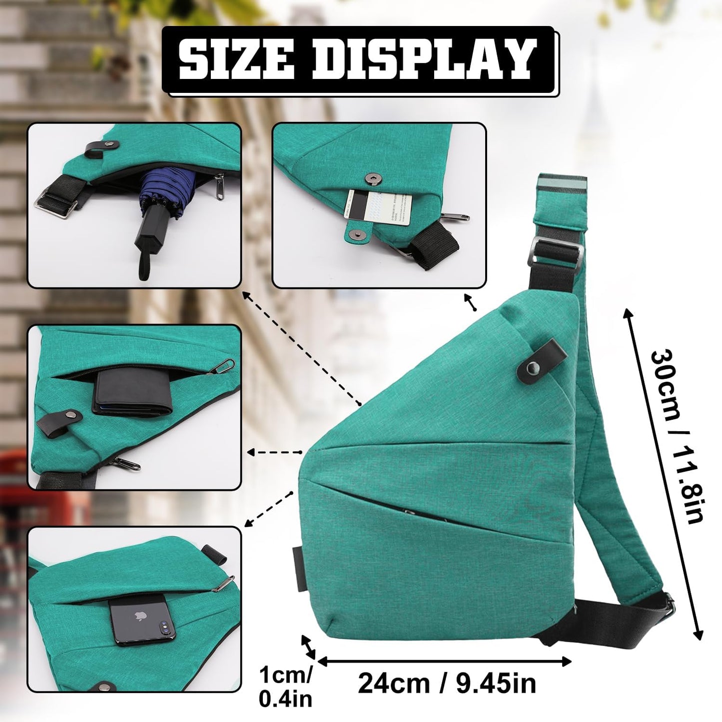 Anti Theft Crossbody Bag for Women Personal Flex Travel Bag Anti-Theft Cross Body Bag Sling Chest Bag for Men （Black）