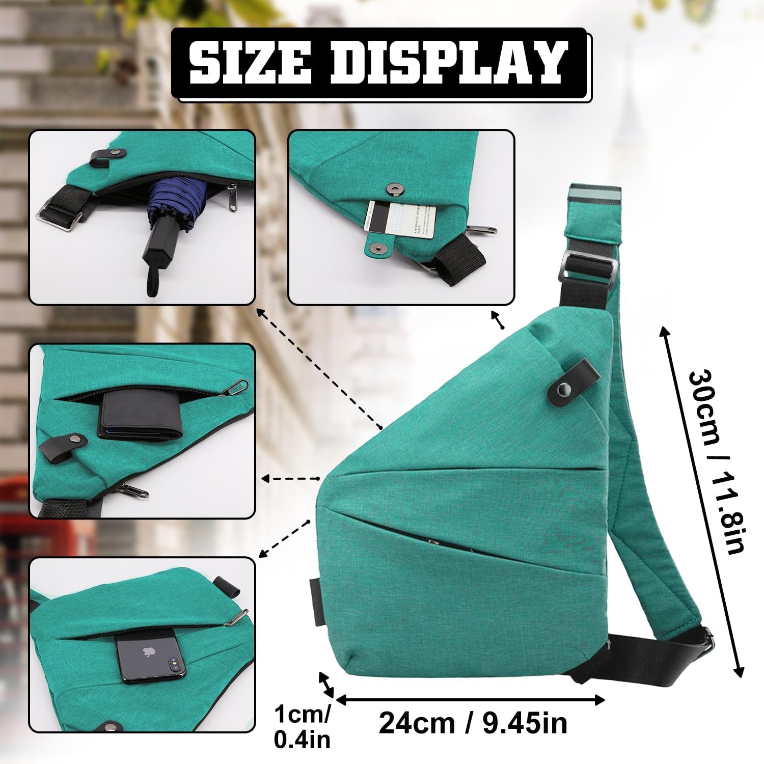 Anti Theft Crossbody Bag for Women Personal Flex Travel Bag Anti-Theft Cross Body Bag Sling Chest Bag for Men （Black）